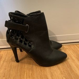 Kelly & Katie Black Leather Heeled Booties